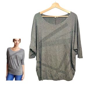 Laila Jayde Gray Scoop Neck Studded Dolman Blouse Top Size Large Edgy